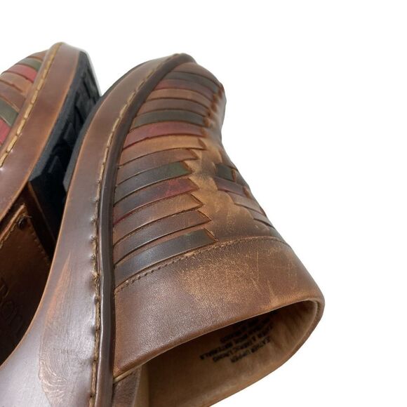 BORN Yucatan 10 / 42 Clog Slide Wedge Woven BrownLeather Comfort Shoes Womens - Picture 13 of 16